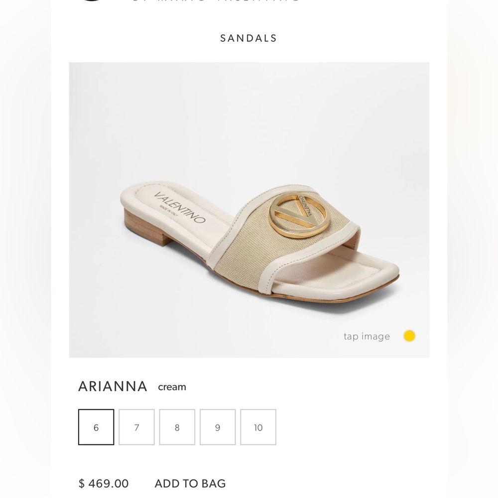 Valentino Cream and Gold Slide Sandals